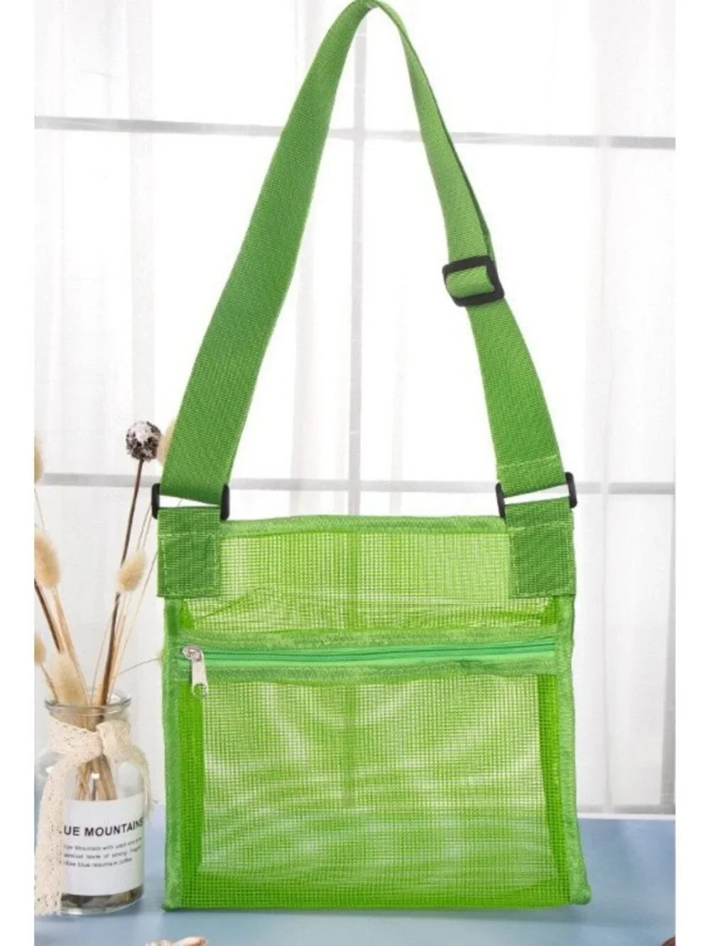 Kids Mesh Seashell Collecting Bag Beach Shell Bag Adjustable Strap NEW